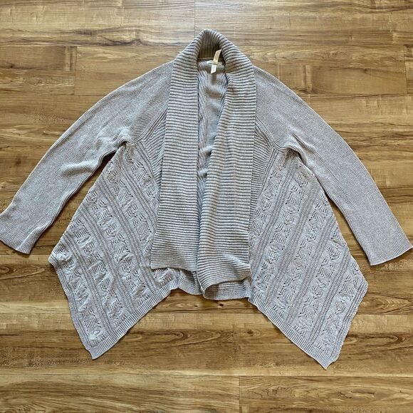 MATILDA JANE M Lets Get Away Crochet Cashmere Blend Open Cardigan Beige Boho - Picture 12 of 16